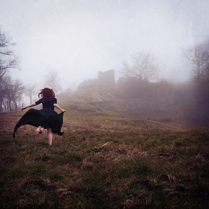 Delphine Millet Castle - Staged photography delicate sensitive surrealist dream magic mystic witch field ruins - Art conceptual photographer in Berlin