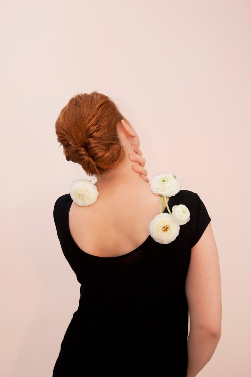 Delphine Millet Flowers Selfportrait - Staged photography delicate sensitive surrealist minimalist - Art conceptual photographer in Berlin