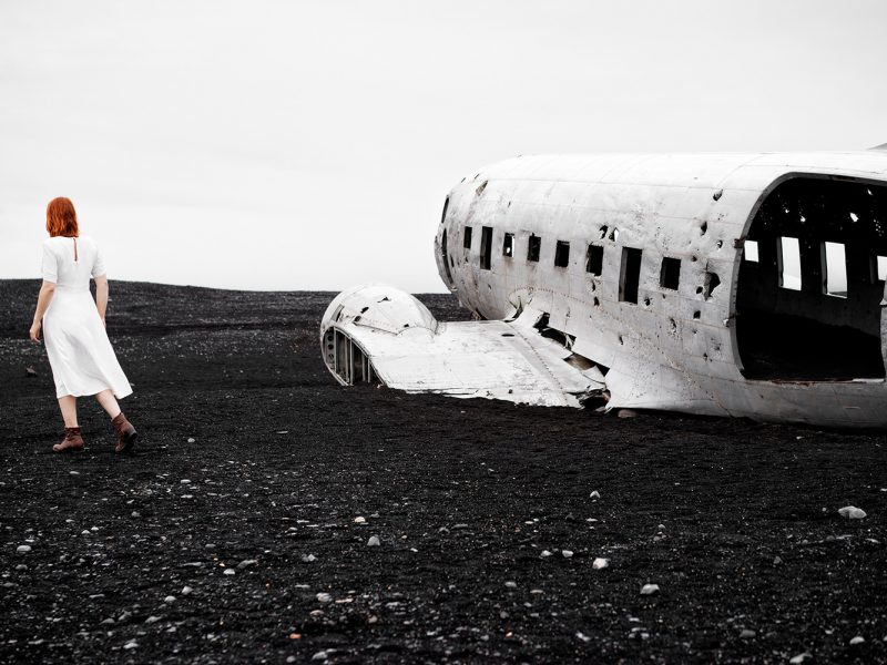 Delphine Millet Wonderland - Wreck airplane black sand Iceland Photography - Art conceptual photographer in Berlin